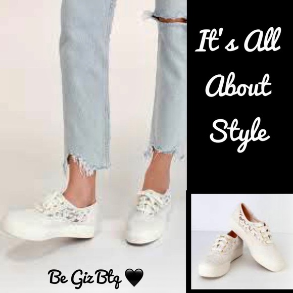 NWT Keds Triple Cream Painted Crochet Platform Sneakers Size 11 M - Picture 3 of 16